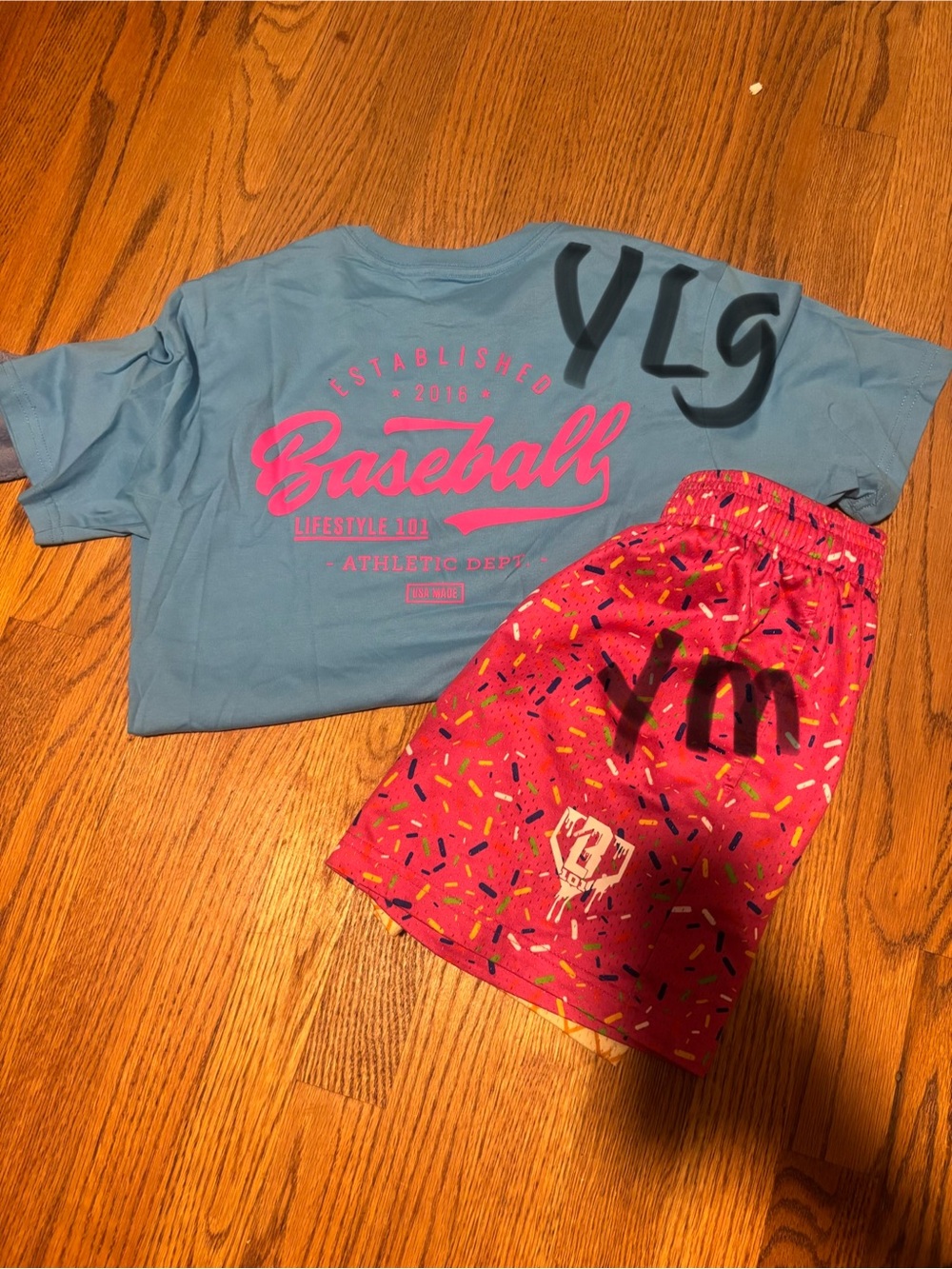 Baseball lifestyle Graphic Tee and Sprinkles Shorts Set -